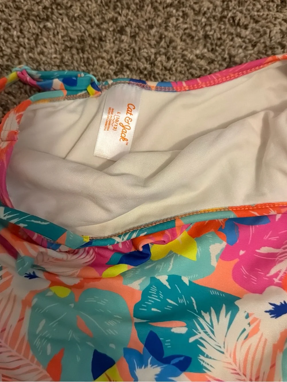 Cat & Jack Girls L 10/12 Swimsuit Floral One-Piece never worn